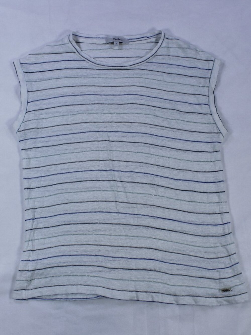 Pepe‎ Jeans Women's Sleeveless T-Shirt – Blue & White Stripes – Nautical Style